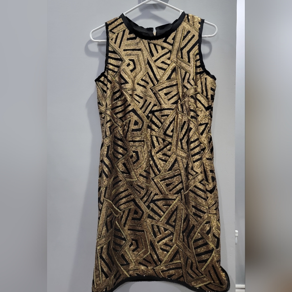 Vince Camuto party gold sequin midi dress